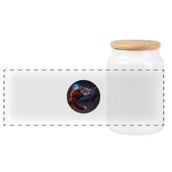 Petit panda - Boîte à biscuits avec couvercle en bois - blanc - Devant