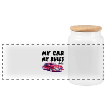 Voiture - Boîte à biscuits avec couvercle en bois - blanc - Devant