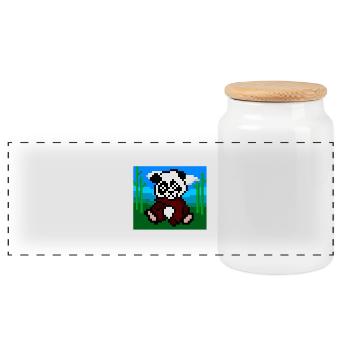 Natur panda - Panorama Keksdose mit Holzdeckel - Weiß - Vorne