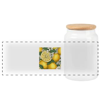 Lemons - Panoramic Cookie Jar with Wooden Lid - white - Front