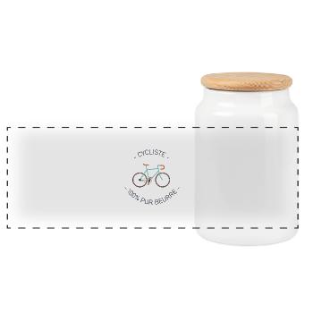 Radfahrer aus 100% reiner Butter - Panorama Keksdose mit Holzdeckel - Weiß - Vorne