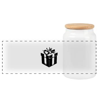 Have fun unboxing | I Christmas Gift - Panoramic Cookie Jar with Wooden Lid - white - Front