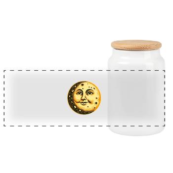 Lune - Boîte à biscuits avec couvercle en bois - blanc - Devant