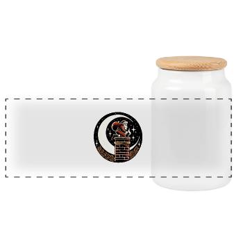 Cheminée Père Noël Noël - Boîte à biscuits avec couvercle en bois - blanc - Devant