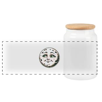 Femme Lune - Boîte à biscuits avec couvercle en bois - blanc - Devant