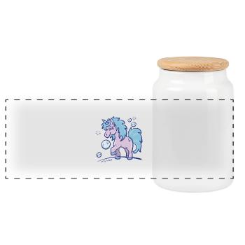 Licorne / Fantaisie / Bulles de savon / Conte de fées / Fée - Boîte à biscuits avec couvercle en bois - blanc - Devant