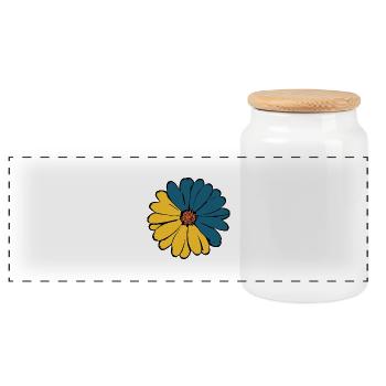 Flower dark blue blue flower flowers blue-yellow - Panoramic Cookie Jar with Wooden Lid - white - Front