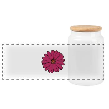 Blume Blüte rot violett - Panorama Keksdose mit Holzdeckel - Weiß - Vorne