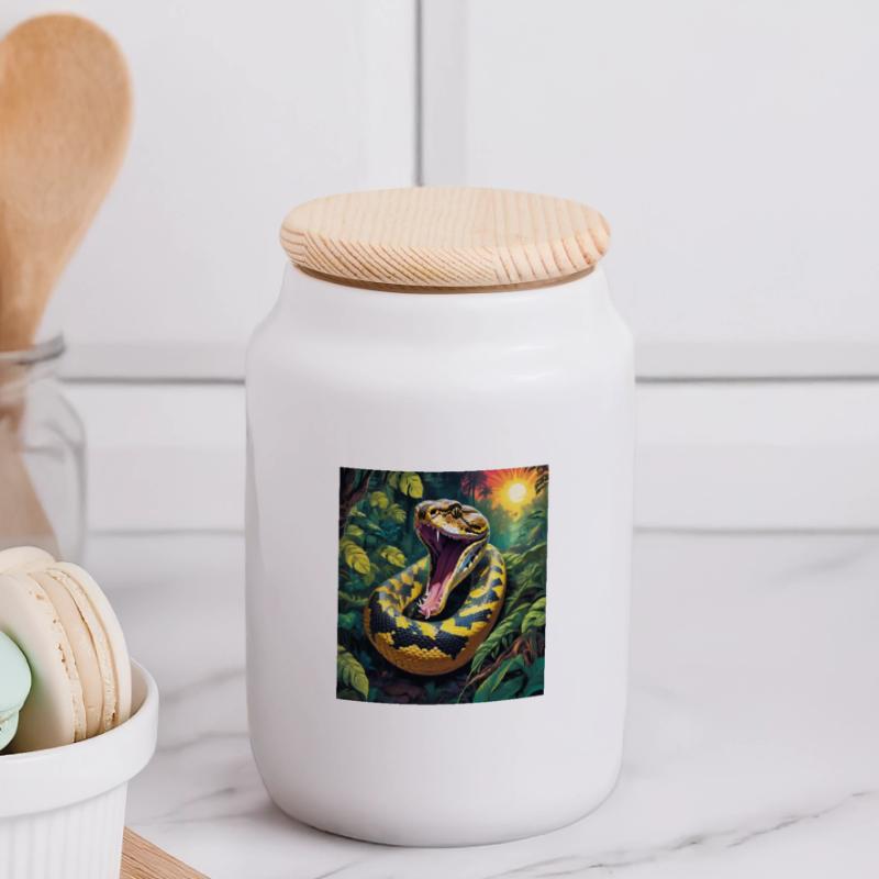 Python Schlange Panorama Keksdose mit Holzdeckel