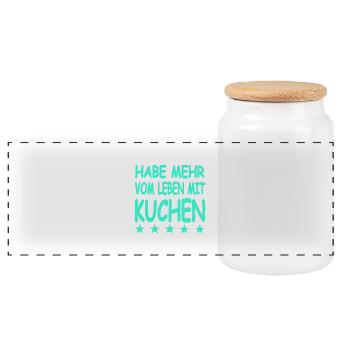 Kuchen - Panorama Keksdose mit Holzdeckel - Weiß - Vorne
