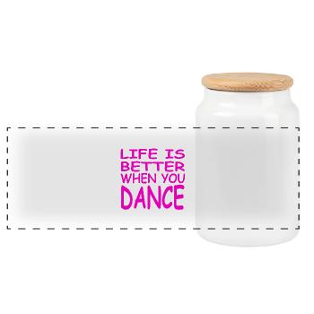 Dance - Panoramic Cookie Jar with Wooden Lid - white - Front