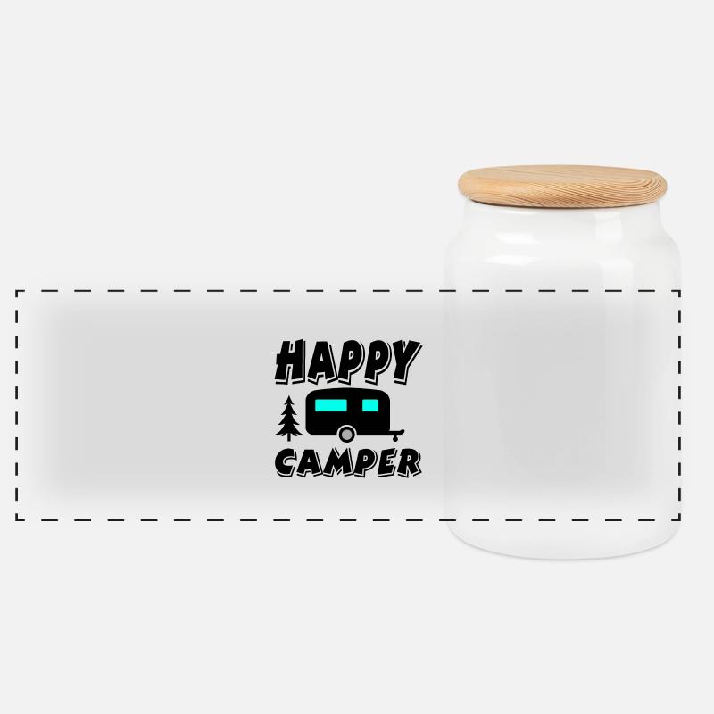 Camper - Panorama Keksdose mit Holzdeckel - Weiß