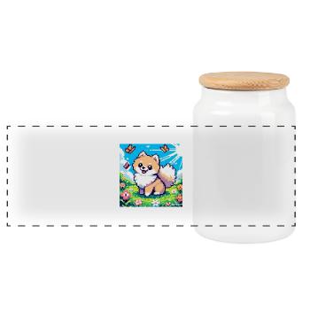 Pixel Pom - Panoramic Cookie Jar with Wooden Lid - white - Front