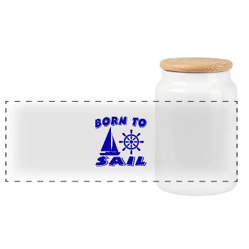 Voile - Boîte à biscuits avec couvercle en bois - blanc - Devant