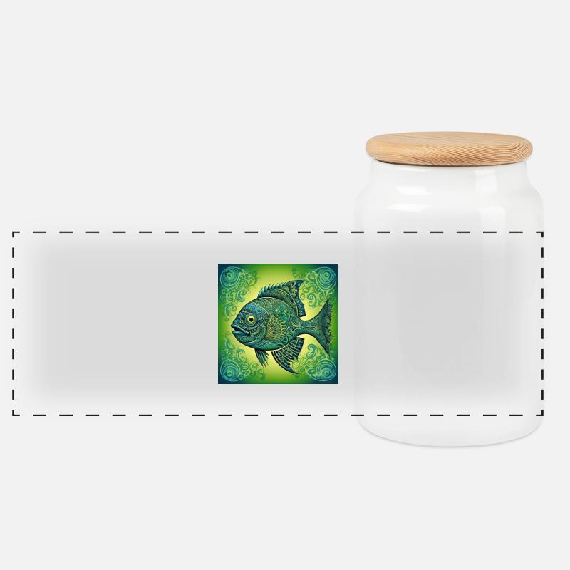 Fischer fisch Fisch - Panorama Keksdose mit Holzdeckel - Weiß