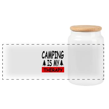 Camping - Panorama Keksdose mit Holzdeckel - Weiß - Vorne