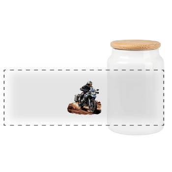 Motorcycle GS off-road - Panoramic Cookie Jar with Wooden Lid - white - Front