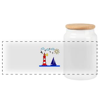 Voile - Boîte à biscuits avec couvercle en bois - blanc - Devant