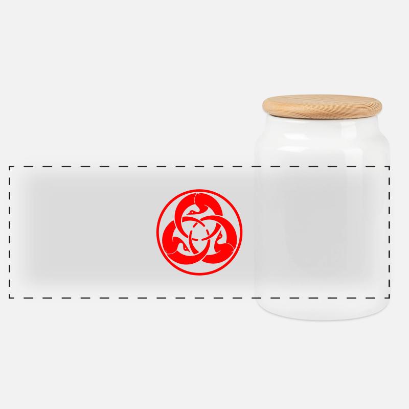 Hagakure-Logo - Panorama Keksdose mit Holzdeckel - Weiß