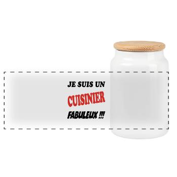 CUISINIER FABULEUX - Boîte à biscuits avec couvercle en bois - blanc - Devant