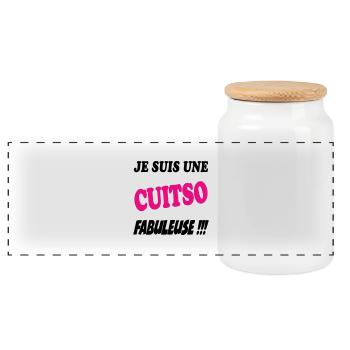 Je suis une cuisto fabuleuse !!! - Boîte à biscuits avec couvercle en bois - blanc - Devant