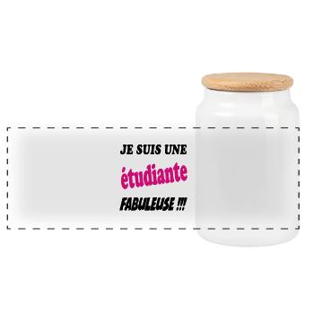 Je suis une étudiante fabuleuse !! - Boîte à biscuits avec couvercle en bois - blanc - Devant