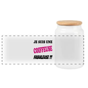 Je suis une coiffeuse fabuleuse !!! - Boîte à biscuits avec couvercle en bois - blanc - Devant