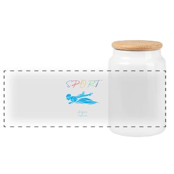 Natation - Boîte à biscuits avec couvercle en bois - blanc - Devant