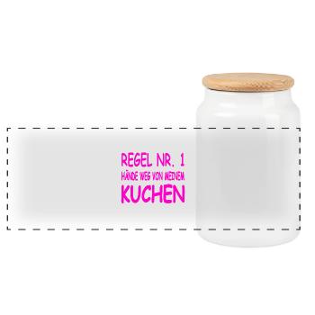 Kuchen - Panorama Keksdose mit Holzdeckel - Weiß - Vorne