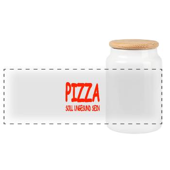 Pizza - Panorama Keksdose mit Holzdeckel - Weiß - Vorne