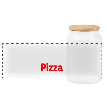 Pizza - Panorama Keksdose mit Holzdeckel - Weiß - Vorne
