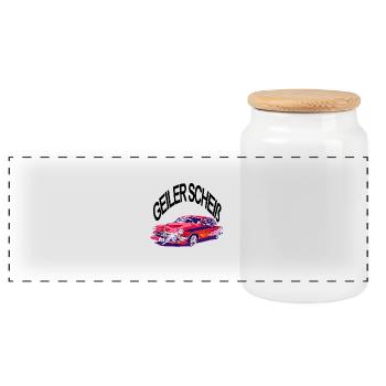 Car - Panoramic Cookie Jar with Wooden Lid - white - Front