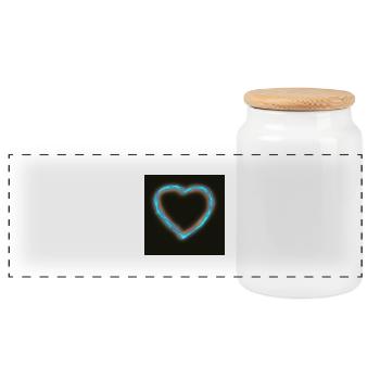 Blue Water Heart with Lighting - Panoramic Cookie Jar with Wooden Lid - white - Front