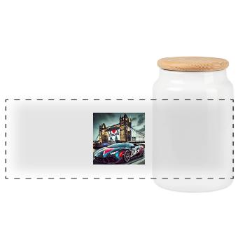 I Love London - Panoramic Cookie Jar with Wooden Lid - white - Front