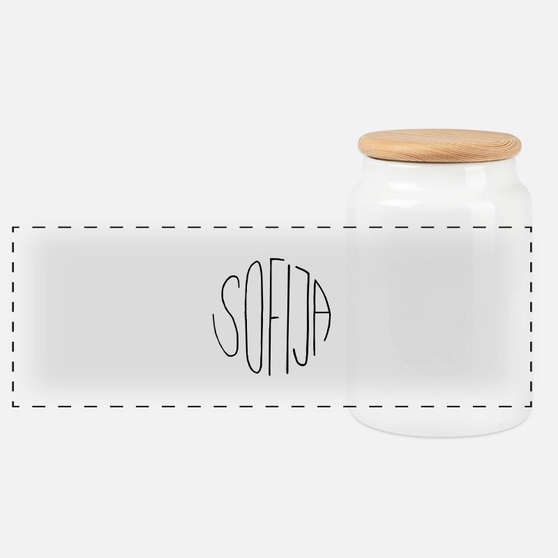Sofija - Panoramic Cookie Jar with Wooden Lid - white