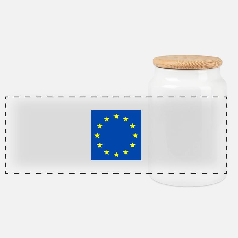 Europa flagge - Panorama Keksdose mit Holzdeckel - Weiß