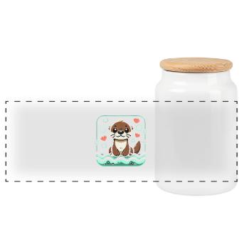 Otters Make Everything Better Cute Wildlife Lover - Panoramic Cookie Jar with Wooden Lid - white - Front