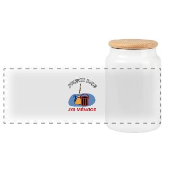 J'peux pas j'ai mènage - Boîte à biscuits avec couvercle en bois - blanc - Devant