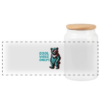 ours cool - Boîte à biscuits avec couvercle en bois - blanc - Devant