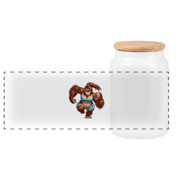 Orang-Utan-Läufer - Panorama Keksdose mit Holzdeckel - Weiß - Vorne