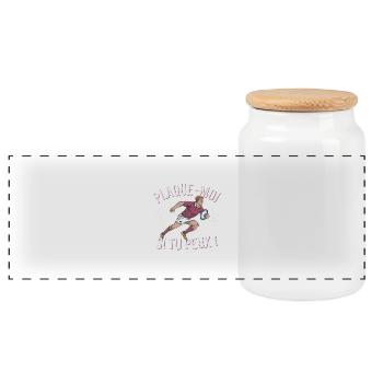 Rugby Plaque moi si tu peux - Boîte à biscuits avec couvercle en bois - blanc - Devant
