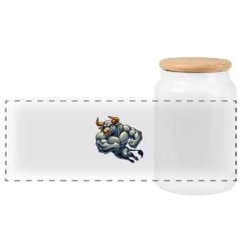 stier comic - Panorama Keksdose mit Holzdeckel - Weiß - Vorne
