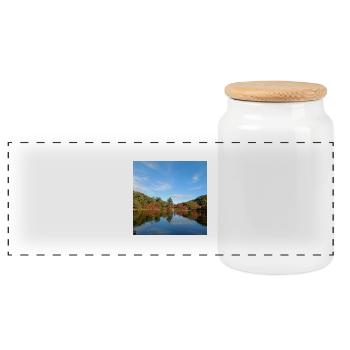 Vue sur le lac - Boîte à biscuits avec couvercle en bois - blanc - Devant