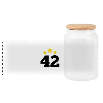 42 Years Star - 42nd Anniversary Gift - Panoramic Cookie Jar with Wooden Lid - white - Front
