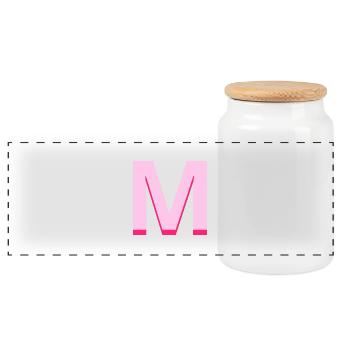 Lettre m rose pop et moderne - Boîte à biscuits avec couvercle en bois - blanc - Devant