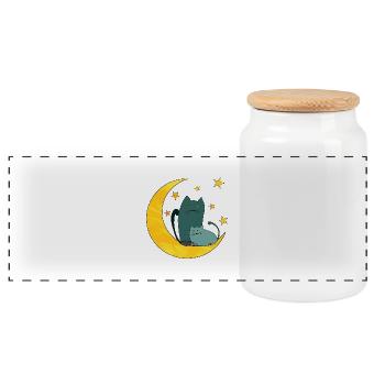 Cats - Panoramic Cookie Jar with Wooden Lid - white - Front
