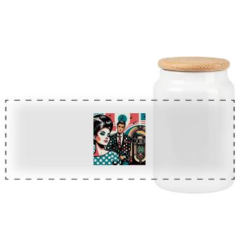 Retro Tanz Party - Panorama Keksdose mit Holzdeckel - Weiß - Vorne