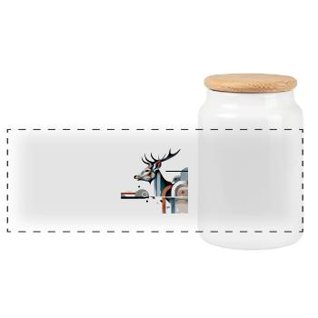 Modern Hirsch Design #1 - Panorama Keksdose mit Holzdeckel - Weiß - Vorne