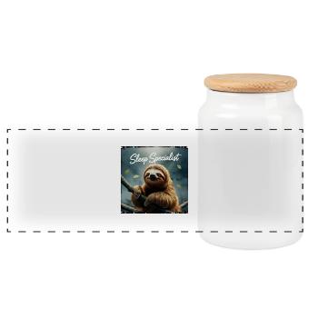 Sleep Specialist - Panoramic Cookie Jar with Wooden Lid - white - Front