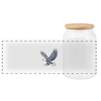Eagle in Flight - Panoramic Cookie Jar with Wooden Lid - white - Front